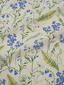 Полулен "Нежная незабудка" (на суровом), ш.1.5м, лен-30%, хлопок-70%, 140гр/м.кв