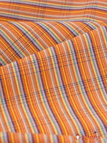 Полулен пестротканый "Цветная полоска на оранжевом, вид 1", 1,55 м, лен-45%, хл-55%, пл.200 гр/м.кв