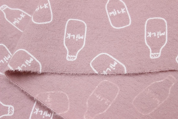 Теплый хлопок "Бутылочки Milk на розовой дымке", ш.1.5м, хлопок-100%, 160гр/м.кв