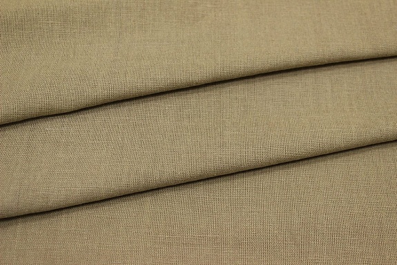 Полулен костюмный с эффектом мятости цв.Песочный с оливковым оттенком, ш.1.45м, лен-52%, хл-48%