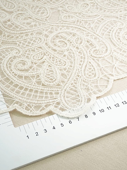 Кружевное полотно "Милада" (фестон с 2х ст.)  цв.кремовый, ш.1.3м, хлопок-80%, нейлон-20%, 90гр/м.кв