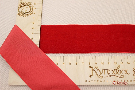 Лента бархатная цв.Красный, ш.50мм, полиэстер-100%