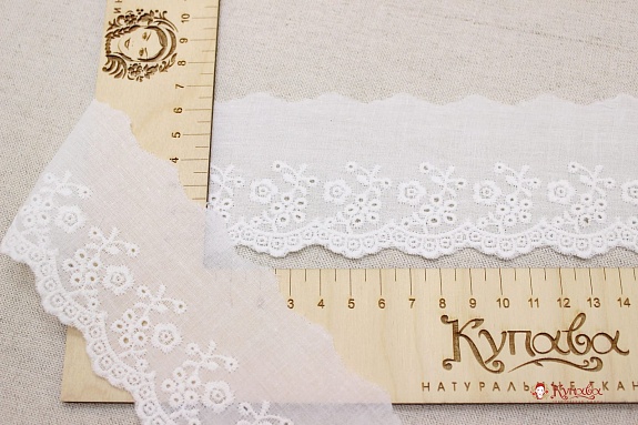 Шитье цв.молочно-белый (общая ширина 60мм, ширина вышивки 35мм), хлопок-100%, батист