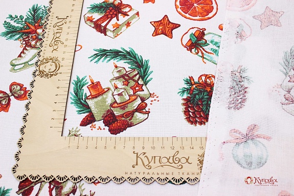 Хлопколен "Рождественское настроение" ш.1.5м, лен-9%, хлопок-91%, 200гр/м.кв