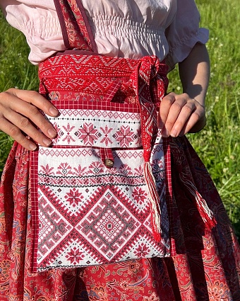 Поясная сумочка из рогожки "Каравай"