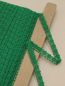 Кружево цв.изумрудно-зеленый-2, ш.12мм, хлопок-90%, п/э-10%#011889