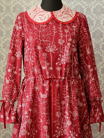 Платье из теплого хлопка "Флора - пунктир"