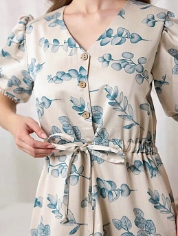 Платье из полульна "Эвкалиптовые веточки"