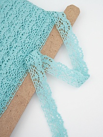 Кружево цв.нежно-бирюзовый с мятным оттенком, ш.25мм, хлопок-90%, п/э-10%#016622