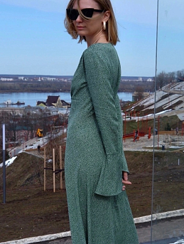 Женственное платье из штапеля "Мелкая рябь"*