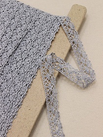 Кружево цв.серый меланж, ш.20мм, хлопок-90%, п/э-10%, рис.015, цв.7
