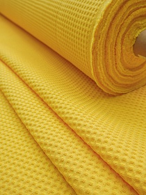 Вафельное премиум-полотно "Italy" цв.Репсово-желтый, ш.1.5м, хлопок-100%, 240гр/м.кв