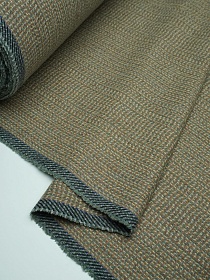 Шерсть пальтово-костюмная Твид "Полоска-пунктир" цв.хаки, ш.1.5м, шерсть-50%, п/э-50%