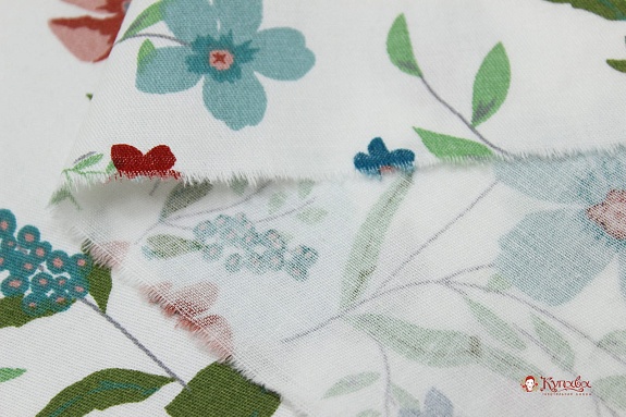 Сатин "Садовые цветочки" цв.св.морская волна, ш.1.63м, хлопок-100%, 120гр/м.кв