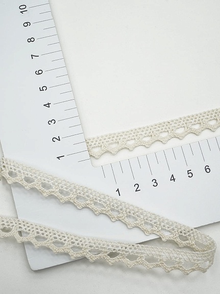 Кружево цв.суровый светлый, ш.10мм, хлопок-100%, 10м, рис.075/2