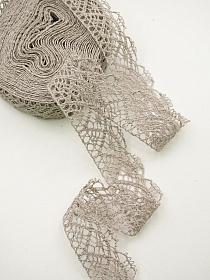 Кружево цв.серо-бежевый, ш.30мм, хлопок-90%, п/э-10%,  рис.024/5, 10м