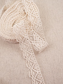 Кружево цв.ванильный, ш.30мм, хлопок-90%, п/э-10%, 10м, рис.024/2