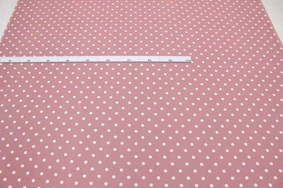 Рогожка "Белый горох (11мм) на дымчатой розе", СОРТ2, ш.1.5м, хлопок-100%, 160гр/м.кв