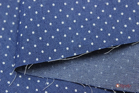 Джинсовая ткань "Очень мелкий горох на джинсе", Сорт2, ш.1.48м, хлопок-85%,п/э-15%, 140гр/м.кв
