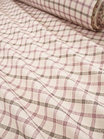 Поплин "Клетка" цв.пепельно-розовый/серый (на суровом), ш.2.2м, хлопок-100%, 110гр/м.кв