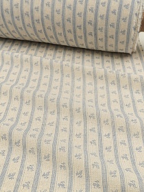Хлопколен Цифр.печать "Цветочный штрих" (на суровом), цв.синий, ш.1.45м, лен-10%, хл-90%