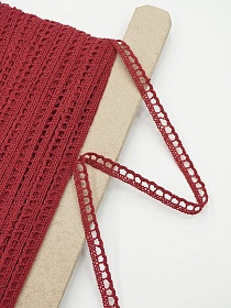 Кружево цв.темно-красный, ш.08мм, хлопок-90%, п/э-10%, рис.092/16