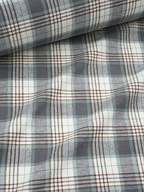 Фуле "Клетка" цв.серый/белый/коричневый, ш.1.45м, хлопок-100%, 155гр/м.кв