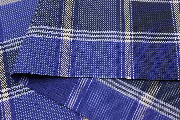 Фуле "Клетка" цв.василек/чернильно-синий, ш.1.45м, хлопок-100%, 180гр/м.кв
