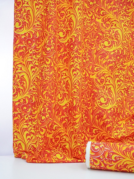 Полулен "Хохлома Перо Жар-птицы", СОРТ2, ш.1.5м, лен-50%, хлопок-50%, 150гр/м.кв