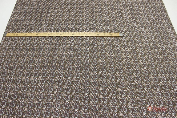 Плательный хлопок "Цветочная мозаика" цв.коричневый, ш.1.45м, хлопок-100%, 140гр/м.кв