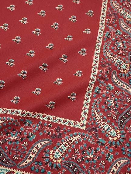 Крой Барановский платок "Аксиния" с узорным купоном, цв.красный терракот, хл-100%, 1м*1м