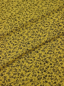 Вискоза с хлопком "Барбариски" цв.черный на золотисто-оливковом, ш.1.42м, хлопок-70%, вискоза-30%