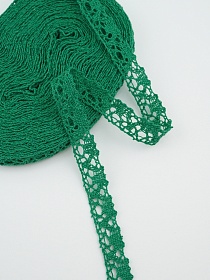 Кружево цв.изумрудно-зеленый, ш.15мм, хлопок-90%, п/э-10%, 10м, рис.099