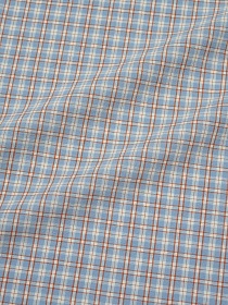 Вареный (стираный) хлопок "Двойная клетка на пыльно-голубом", ш.2.52м, хлопок-100%, 125гр/м.кв