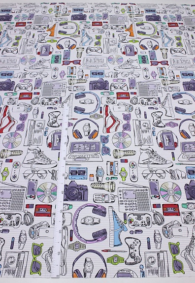 Поплин "Техно-вечеринка", ш.2.2м, хлопок-100%, 110гр/м.кв