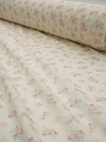 Фактурный хлопок с полосой "Букетная нежность" цв.розовый, СОРТ2, ш.1.45м, хл-100%, 60гр/м.кв