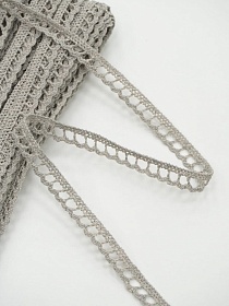Кружево цв.серо-бежевый с оливковым оттенком, ш.08мм, хлопок-90%, п/э-10%, 10м