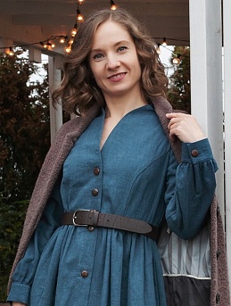 Платье из крапивы в цвете темная морская волна