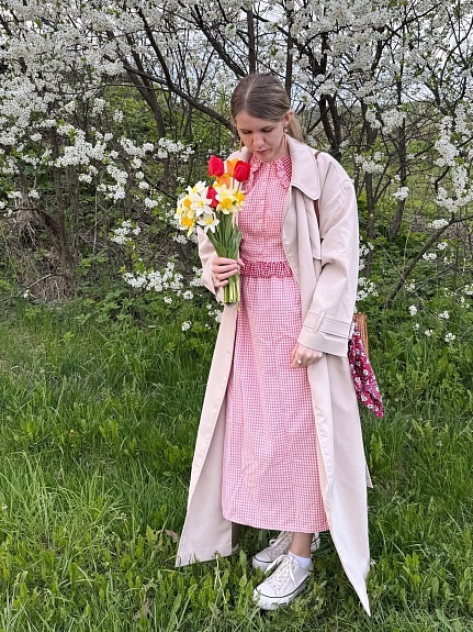 Весеннее платье из вареного хлопка в клеточку