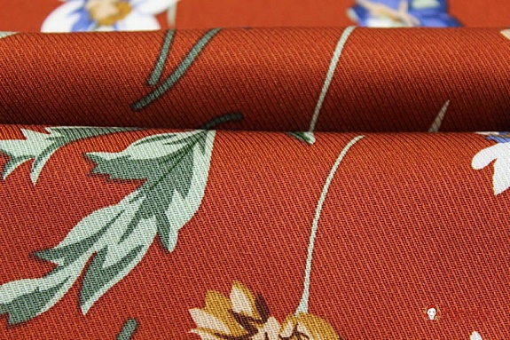 Плательная вискоза "Осенний джаз" цв.терракот, ш.1.47м, вискоза-100%, 135гр/м.кв