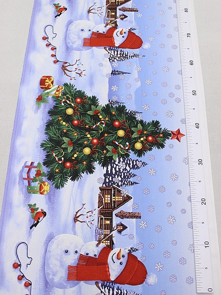 Дорожка "Новогодний снеговик", СОРТ2, ш.0.5м, хлопок -100%, 228гр/кв.м, раппорт-63.5см