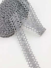 Кружево цв.серый, ш.19мм, хлопок-90%, п/э-10%, 10м, рис.047/7
