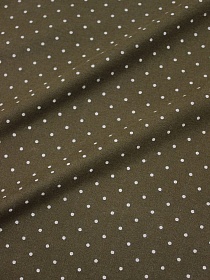 Теплый хлопок "Белый горох (2мм) на т.коричневом хаки", ВИД2, ш.1.50м, хл-100%, 160гр/м.кв