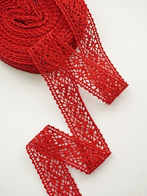 Кружево цв.красный, ш.27мм, хлопок-90%, п/э-10%, 10м, рис.101/16