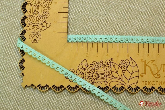 Кружево цв.яркая мята, ш.7мм, хлопок-90%, п/э-10%
