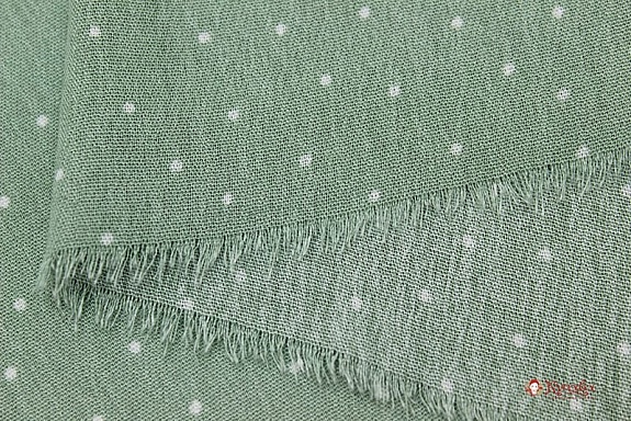 Брак(уценка) Креп-вискоза с эфф.жатости "Россыпь пшена на винтажно-мятном", ш.1.38м, вискоза 100%