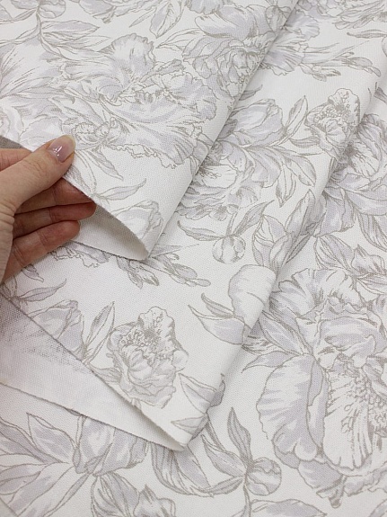 Рогожка Премиум "Пионовый рай", ш.1.5м, хлопок-100%, 205гр/м.кв