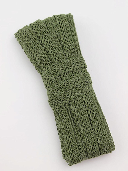 Кружево цв.темный хаки, ш.10мм, хлопок-90%, п/э-10%, 10м, рис.129/32