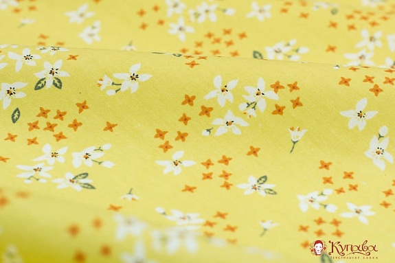 Импорт. хлопок "Аромат жасмина на св.горчичном", ш.1.47м, хлопок-100%, 110гр/м.кв