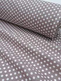 Мерный лоскут (ткань в отрезах) Бязь "Белый горох (7мм) на кофейно-лиловом", ш.1.5м, хлопок-100%, 120гр/м.кв